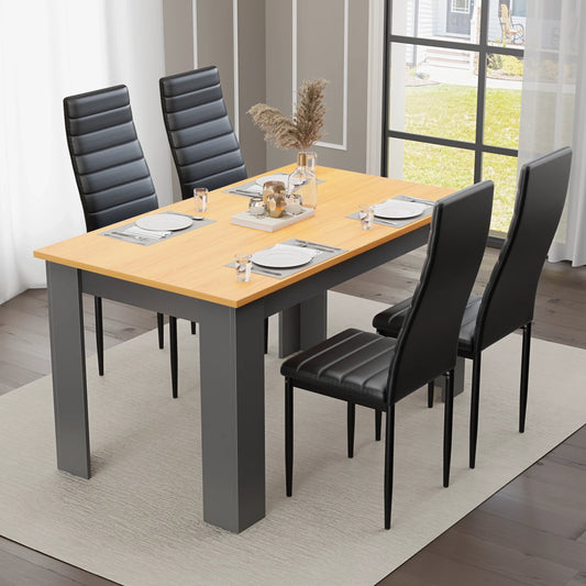 Grey & Pine 4-6 Seater Dining Table and Chairs Set