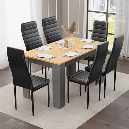 Grey & Pine 4-6 Seater Dining Table and Chairs Set