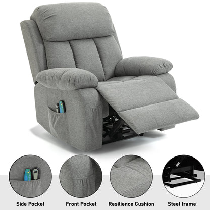 Fabric Recliner Chair With Heat And Massage - Armchair