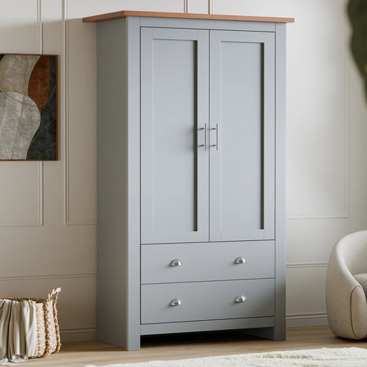 Shaker Double Wardrobe With Drawers And Hanging Space