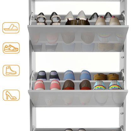 High Gloss 3 Door Shoe Cabinet | Slim Shoe Storage