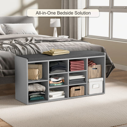 Hallway Shoe Storage Bench With Cushion & Adjustable Shelves
