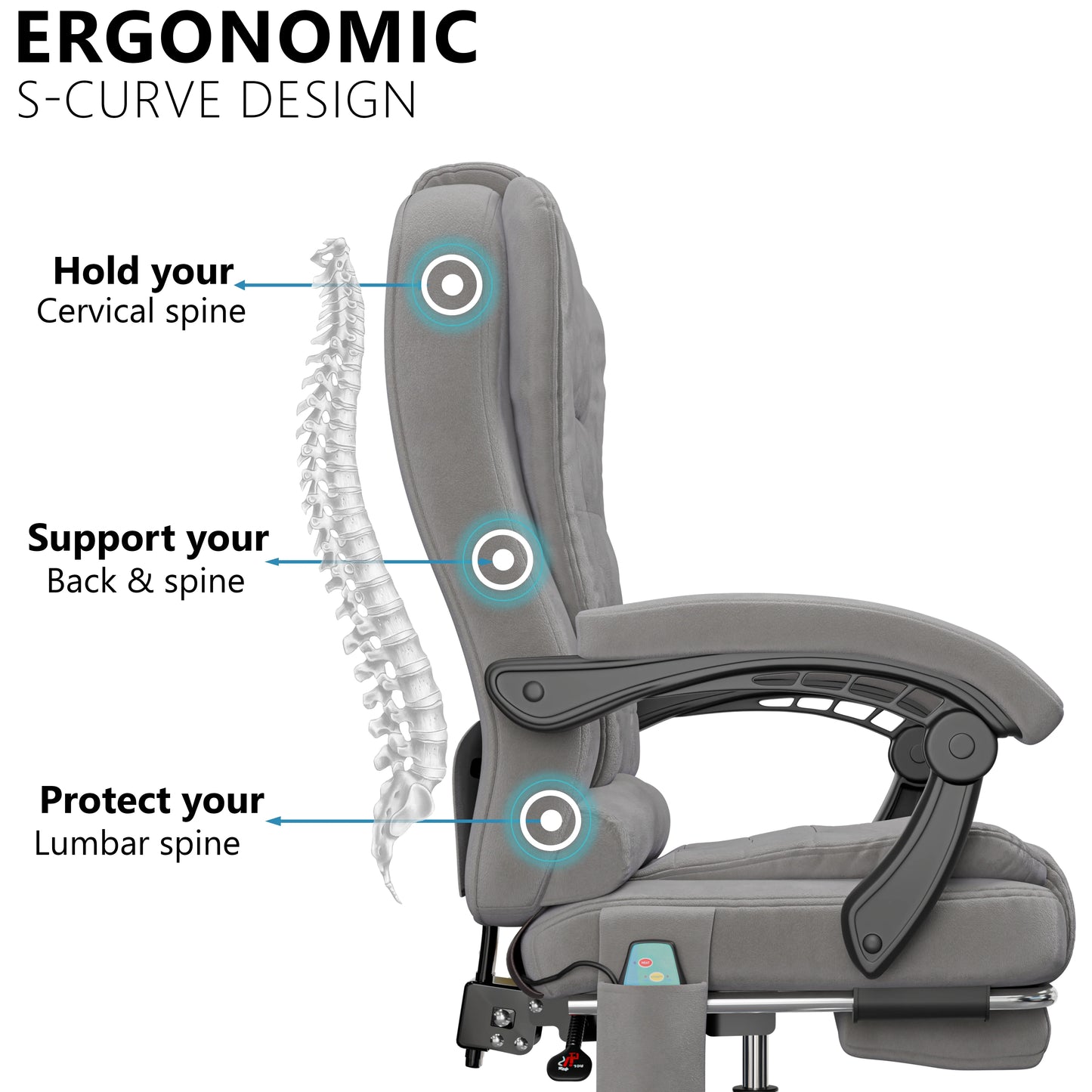 Massage Office Chair with Footrest - Ergonomic Desk Chair