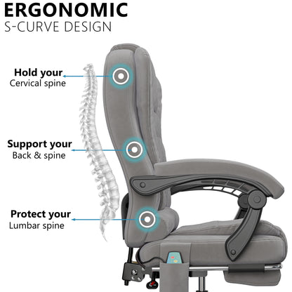 Massage Office Chair with Footrest - Ergonomic Desk Chair