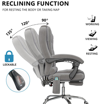 Massage Office Chair with Footrest - Ergonomic Desk Chair