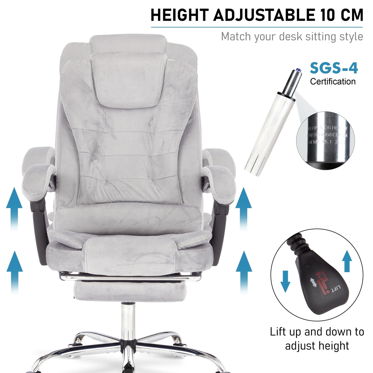 Executive Office Chair With Footrest - Ergonomic Reclining Desk Chair