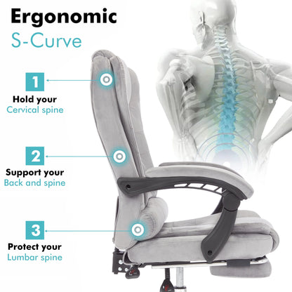 Executive Office Chair With Footrest - Ergonomic Reclining Desk Chair