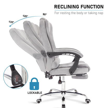 Executive Office Chair With Footrest - Ergonomic Reclining Desk Chair