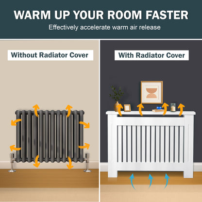 Chelsea White Radiator Cover,  Vertical Wooden Slats
