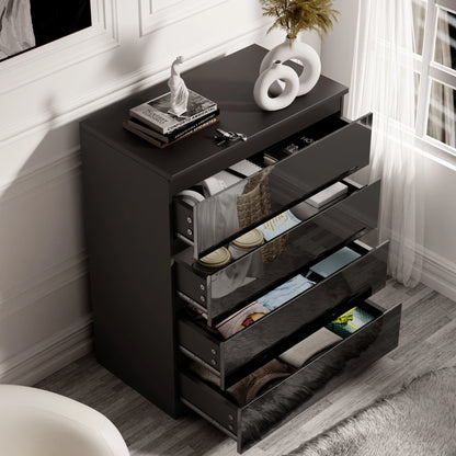 High Gloss 4 Drawer Chest of Drawers - Bedroom Drawers