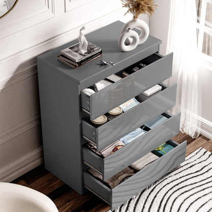 High Gloss 4 Drawer Chest of Drawers - Bedroom Drawers