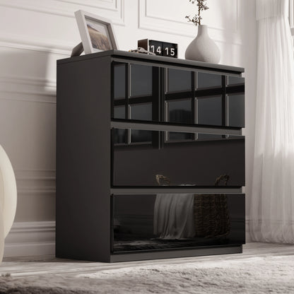 High Gloss 3 Drawer Chest - Small Chest of Drawers