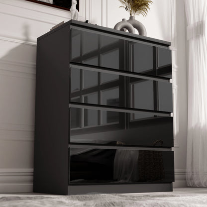 High Gloss 4 Drawer Chest of Drawers - Bedroom Drawers