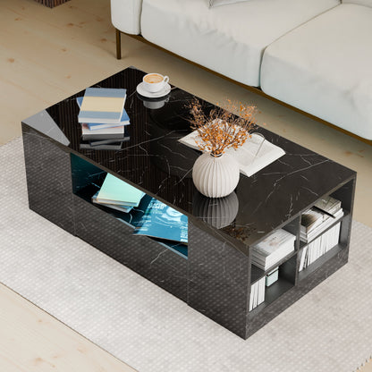 High Gloss Coffee Table with Storage Drawers & LED Lights