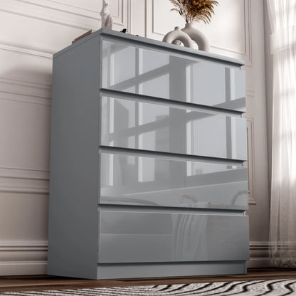 High Gloss 4 Drawer Chest of Drawers - Bedroom Drawers