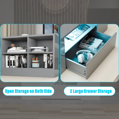 High Gloss Coffee Table with Storage Drawers & LED Lights