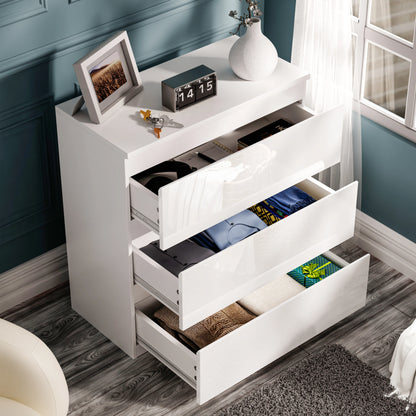 High Gloss 3 Drawer Chest - Small Chest of Drawers