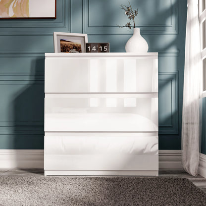 High Gloss 3 Drawer Chest - Small Chest of Drawers