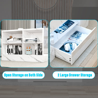 High Gloss Coffee Table with Storage Drawers & LED Lights