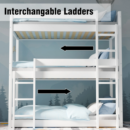 Wooden High Sleeper Triple Bunk Bed