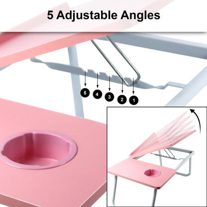 Portable Height Adjustable Laptop Table with Cup Holder