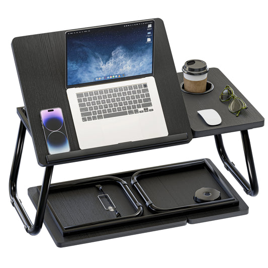 Portable Height Adjustable Laptop Table with Cup Holder