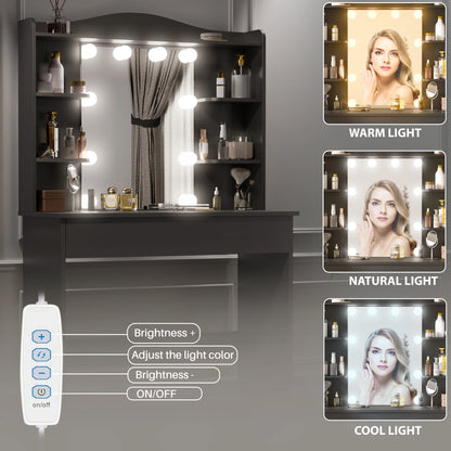 Dressing Table With Mirror & Led Lights - Makeup Vanity Desk