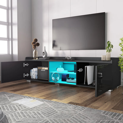 High Gloss LED TV Unit with Storage - Living Room TV Cabinet 140cm