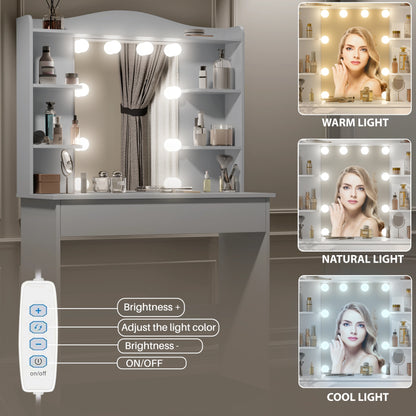 Dressing Table With Mirror & Led Lights - Makeup Vanity Desk