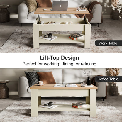 Lift top Coffee Table with Storage - Lift up Living Room Table 100cm