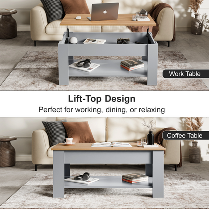 Lift top Coffee Table with Storage - Lift up Living Room Table 100cm