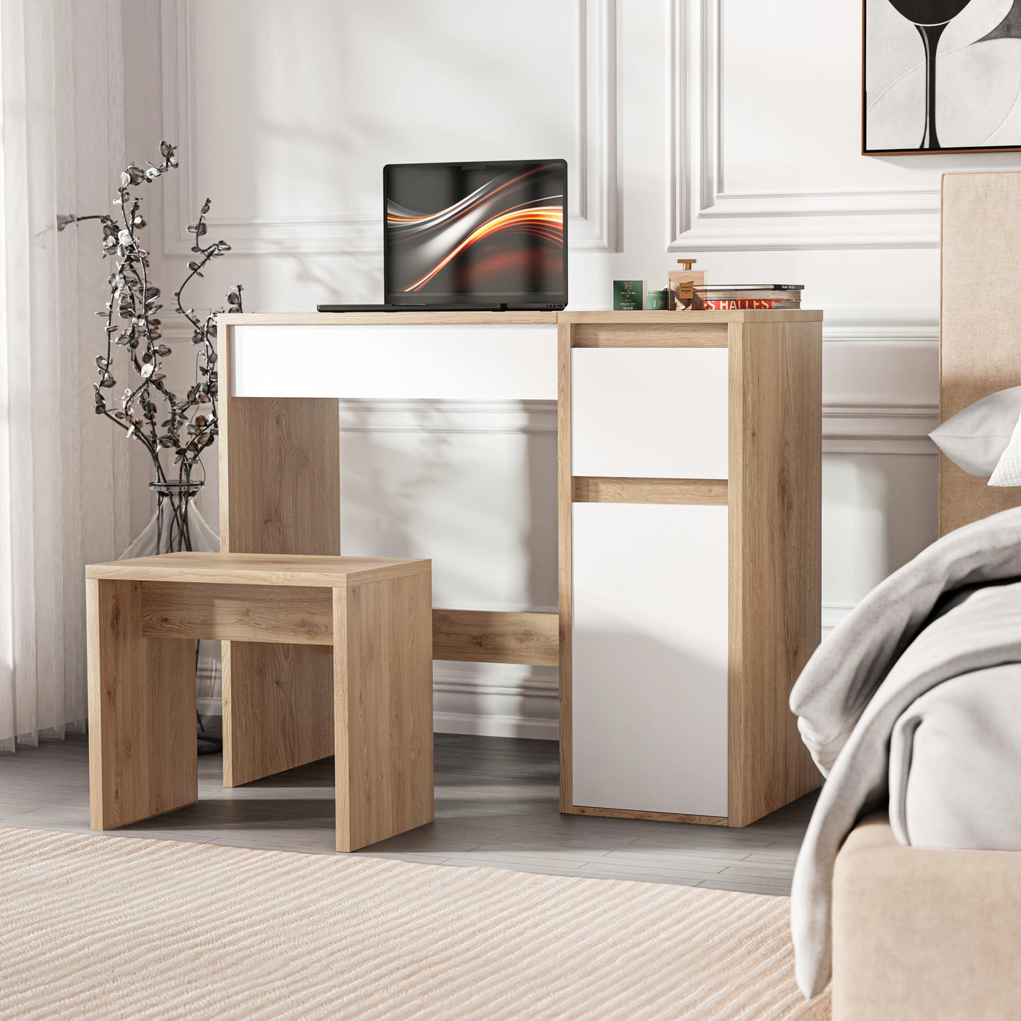 Dressing Table with Mirror and Storage - Makeup Vanity Desk for Girls