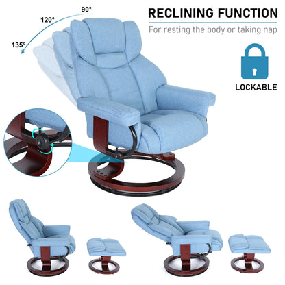 Swivel Recliner Chair with Footstool - Recliner Armchair
