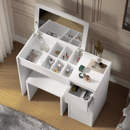 Dressing Table with Mirror and Storage - Makeup Vanity Desk for Girls