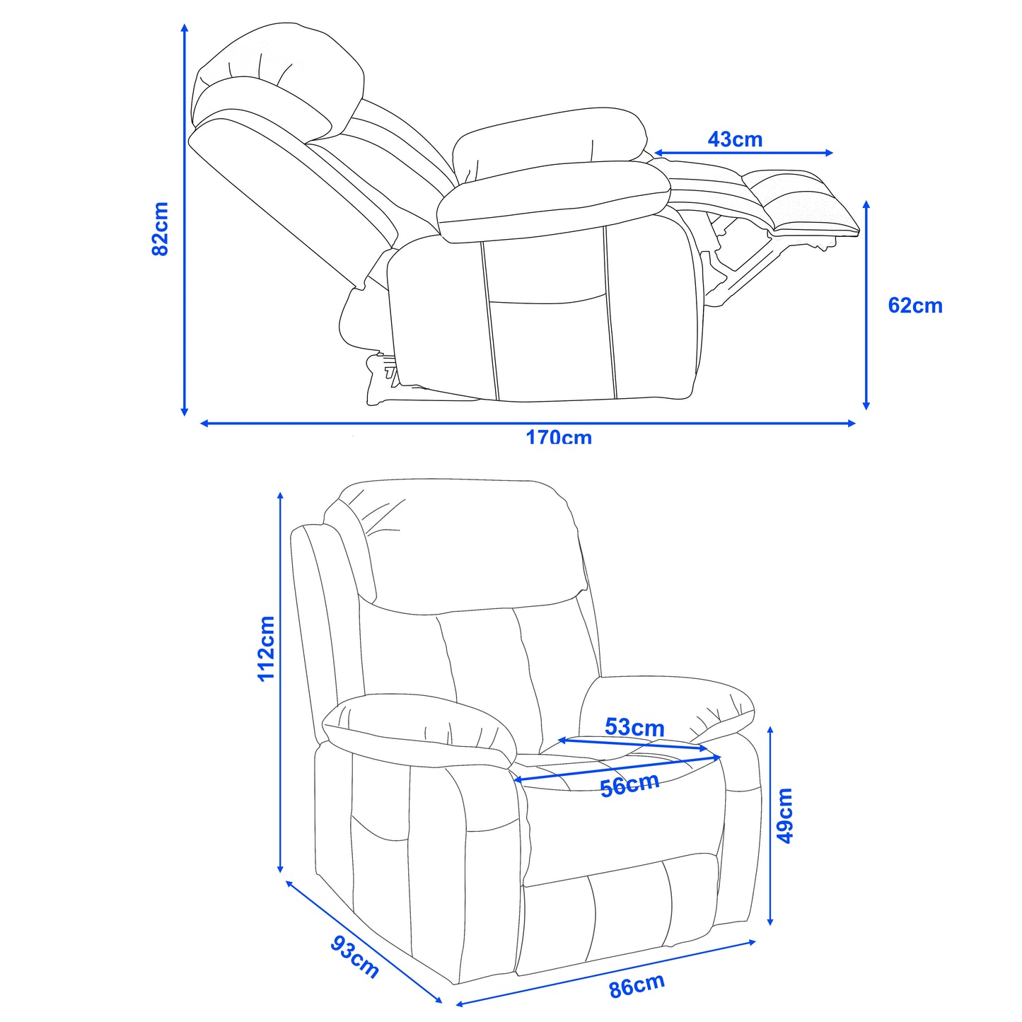 Fabric Recliner Chair With Heat And Massage - Armchair
