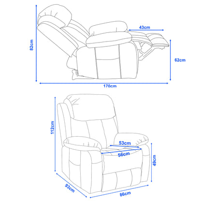 Fabric Recliner Chair With Heat And Massage - Armchair