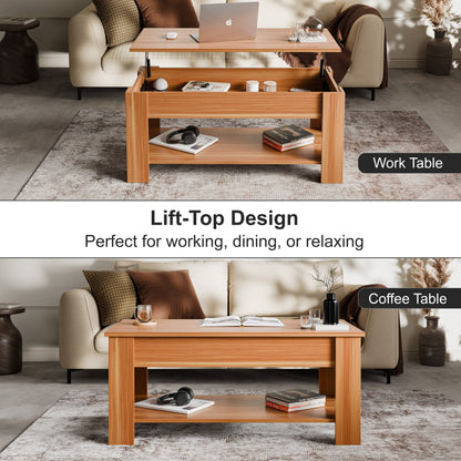 Lift top Coffee Table with Storage - Lift up Living Room Table 100cm