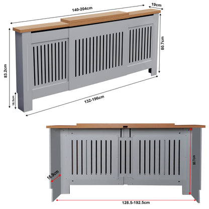 Adjustable Radiator Cover, Extendable 140-204 cm