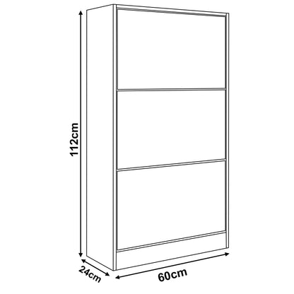 High Gloss 3 Door Shoe Cabinet | Slim Shoe Storage