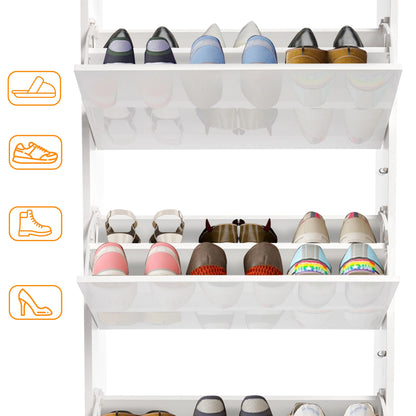 High Gloss 3 Door Shoe Cabinet | Slim Shoe Storage