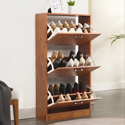 3 Drawer Slim Shoe Cabinet For Hallway - Tall Shoe Storage