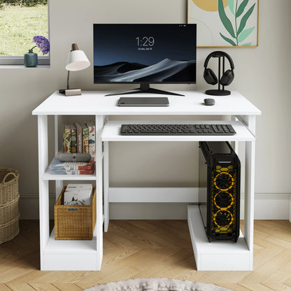 Home Office Computer Desk With Shelves For Working, Reading & Gaming