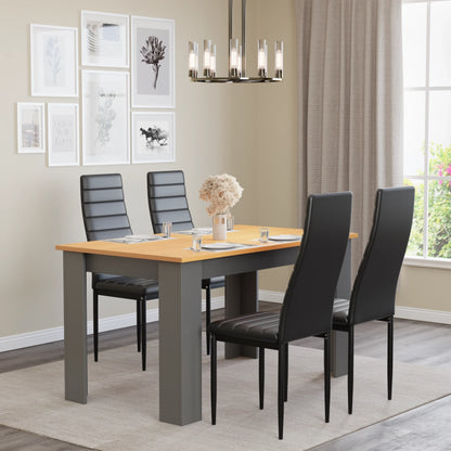 Grey & Pine 4-6 Seater Dining Table and Chairs Set