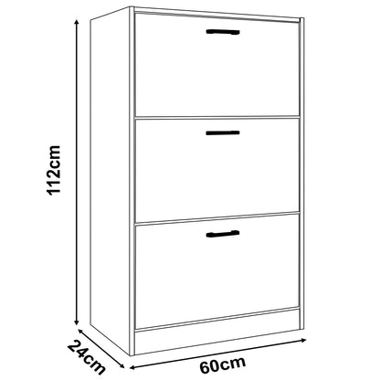 3 Drawer Slim Shoe Cabinet For Hallway - Tall Shoe Storage
