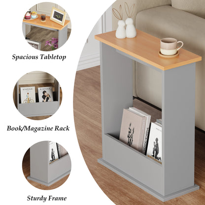 Small Narrow Side Table with Storage - Slim Sofa End Table
