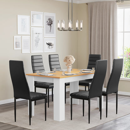 Dining Table Set With 4 & 6 Chairs in Black, Grey & White