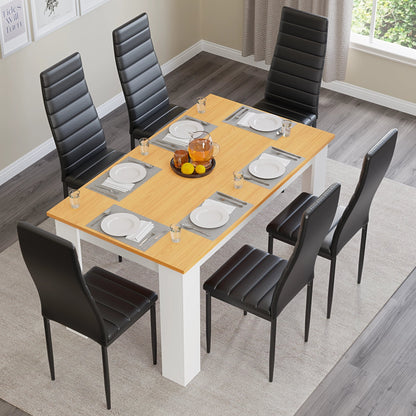 Dining Table Set With 4 & 6 Chairs in Black, Grey & White