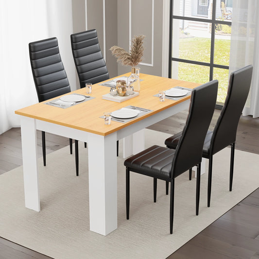 Dining Table Set With 4 & 6 Chairs in Black, Grey & White