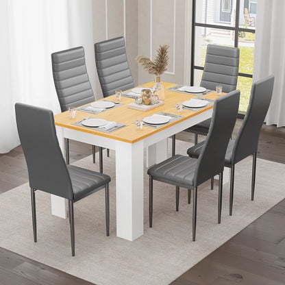 Dining Table Set With 4 & 6 Chairs in Black, Grey & White