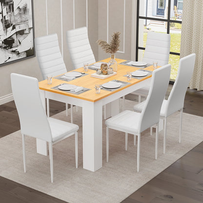 Dining Table Set With 4 & 6 Chairs in Black, Grey & White